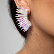 Iridescent White Angel Wing Earrings