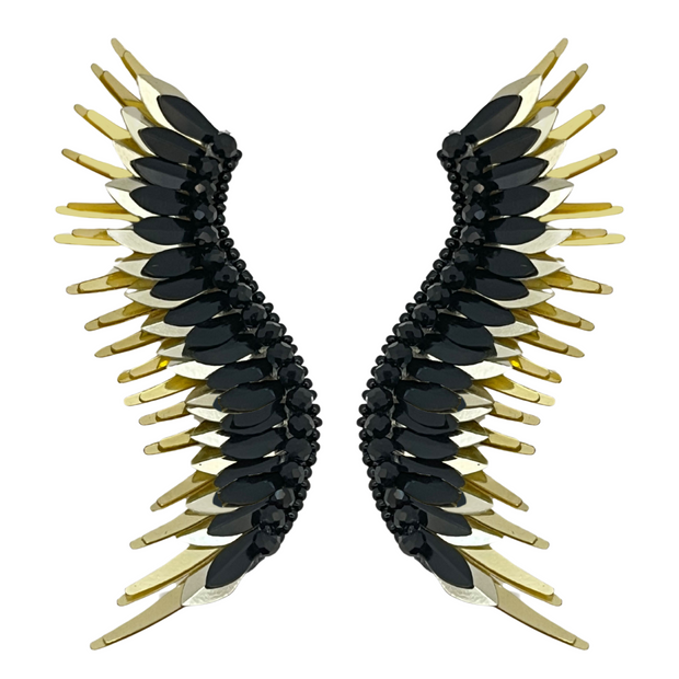 New Statement Earrings-Black/Gold