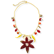 Handmade Beaded Flower Necklace Charm Jewelry with Fruit Pendants