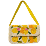Lemon Beaded Shoulder Bag-Handmade Summer Cocktail Party Purse