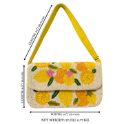 Lemon Beaded Shoulder Bag-Handmade Summer Cocktail Party Purse