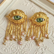 Surreal Dangle Eye Clip On Earrings