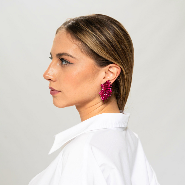Magenta Crystal Wing Earrings - Crystal Earrings