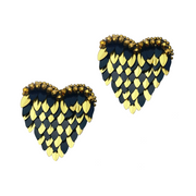 Black & Gold Heart Earrings 