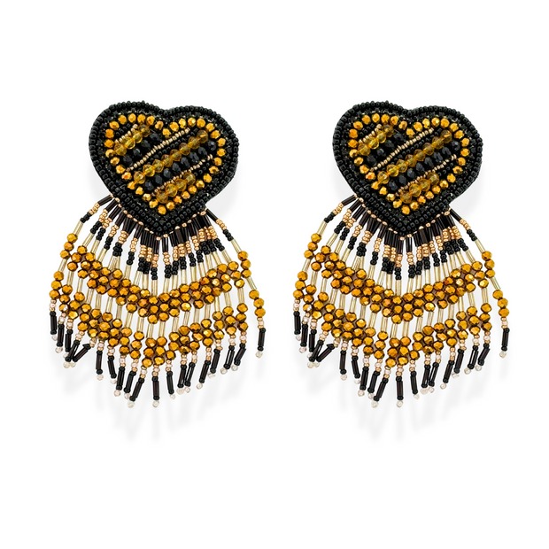 Dazel Heart Earrings-Black/Gold