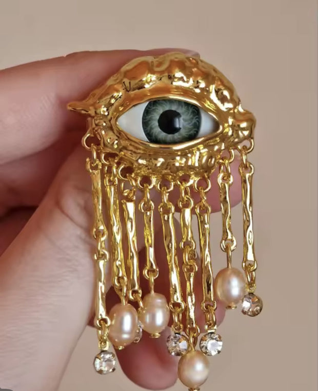 Surreal Dangle Eye Brooch