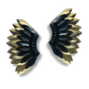 Small Wing Earrings-Black Gold