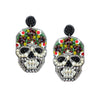 Day of the Dead Handmade Beaded Sugar Skull Statement Earrings