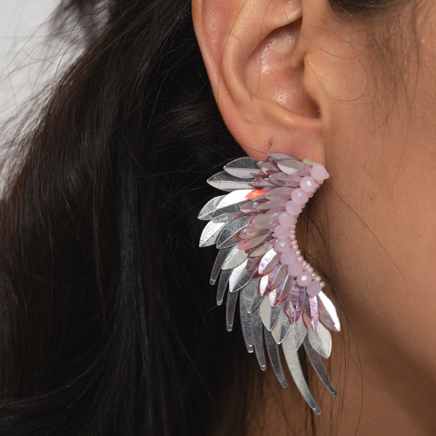 Lilac Silver Angel Wing Earrings