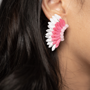 Small Wing Earrings-Pink White