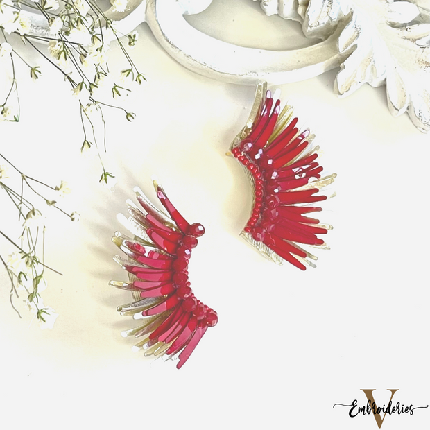 Garnet Gold Angel Wing Earrings