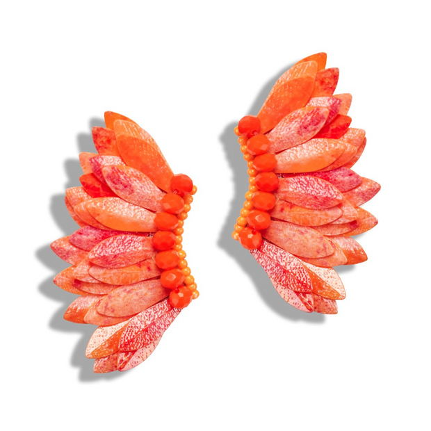 Small Wing Earrings-Orange