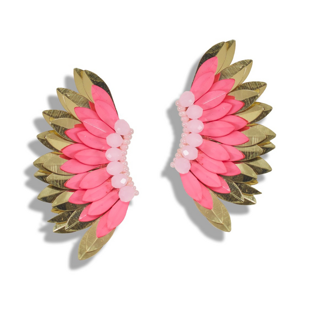 Small Pink Gold Wing Earring