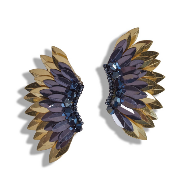 Small Wing Earrings-Gray Gold