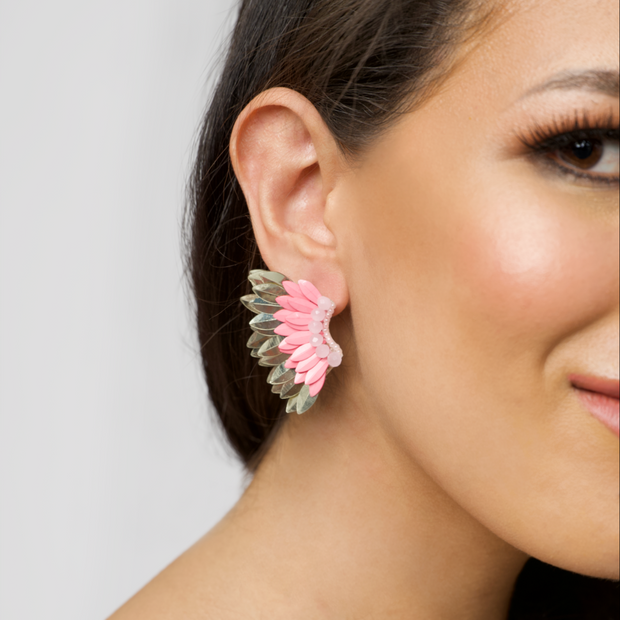Pink Gold Wing Earring