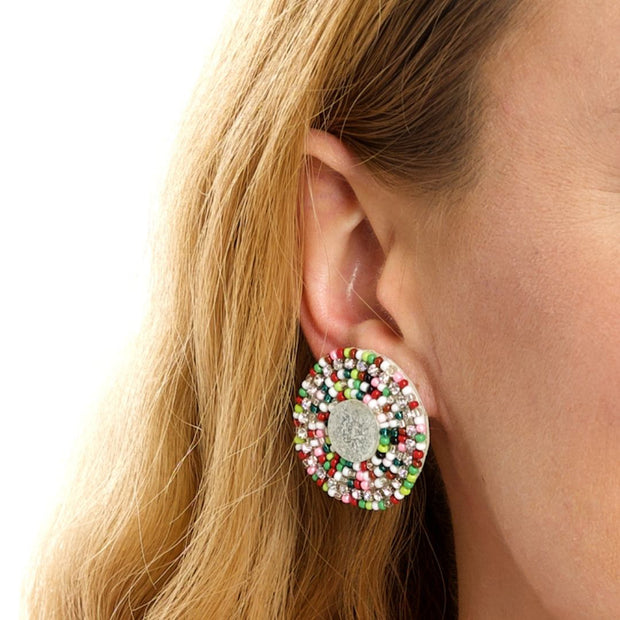 crystal beaded stud earrings