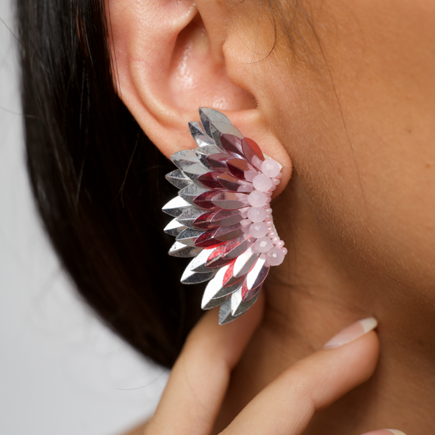 Small Wing Earrings-Lilac Silver