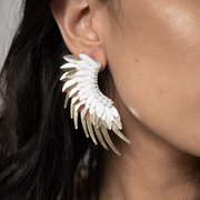 White Gold Angel Wing Earrings