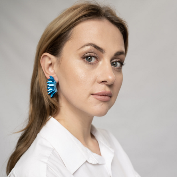 Small Wing Earrings-Royal Blue