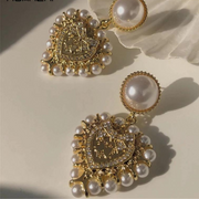 pearl heart earrings
