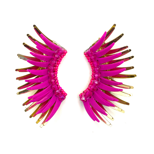 Fuscia Gold Angel Wing Earrings