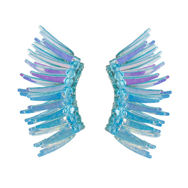 Iridescent Blue Wing Earrings