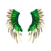 Green Gold Angel Wing Earrings 