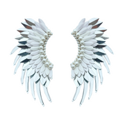 Large White Silver Angel Wing Earrings 