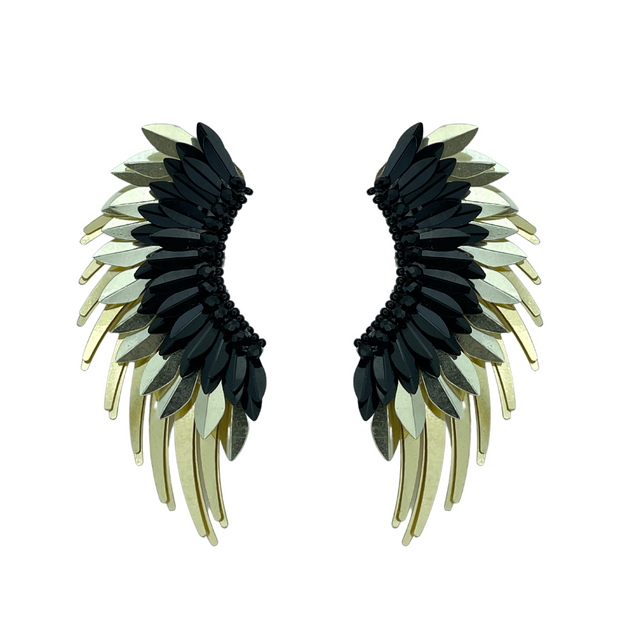 Black Gold Large Wing Earrings