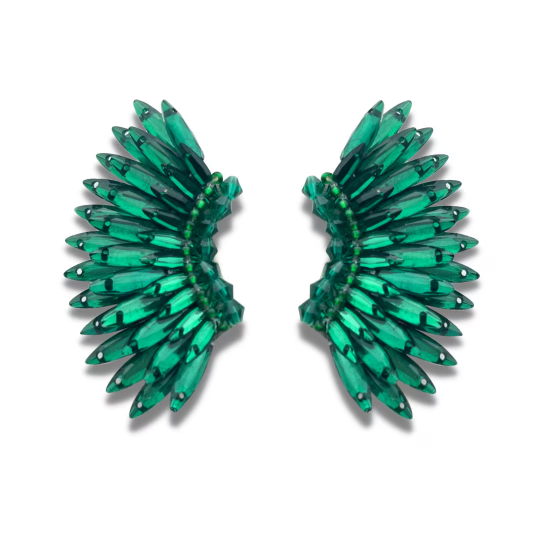 Emerald Green Crystal Wing Earrings