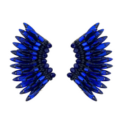 Navy Blue Crystal Wing Earrings