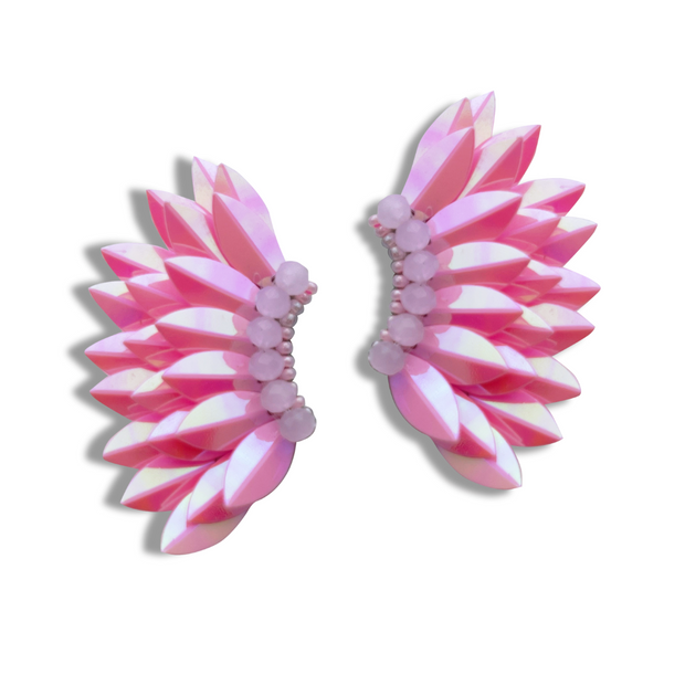 Small Wing Earrings-Iridescent Pink