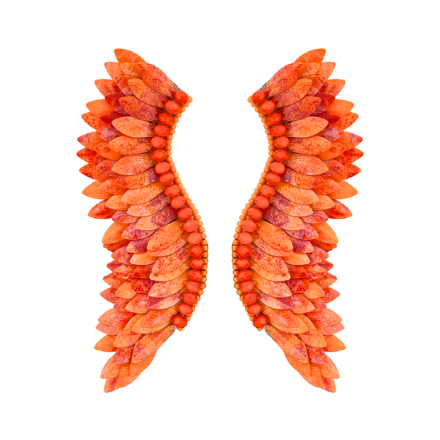 Orange Statement Wing Earrings 