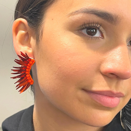 Orange Angel Wing Earrings