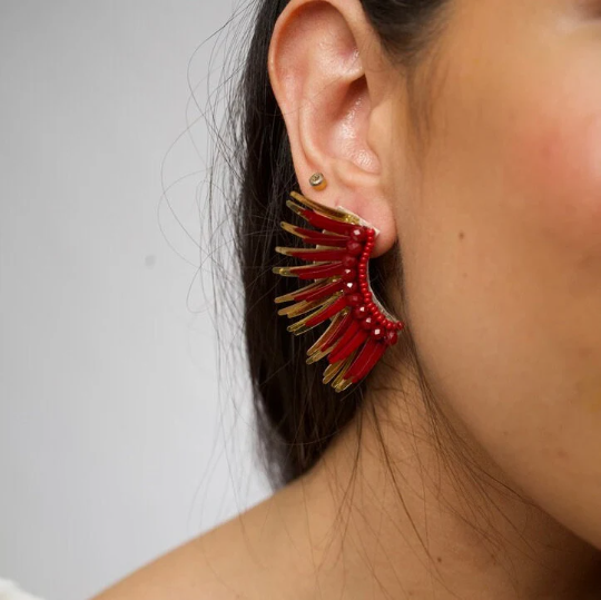 Garnet Gold Angel Wing Earrings