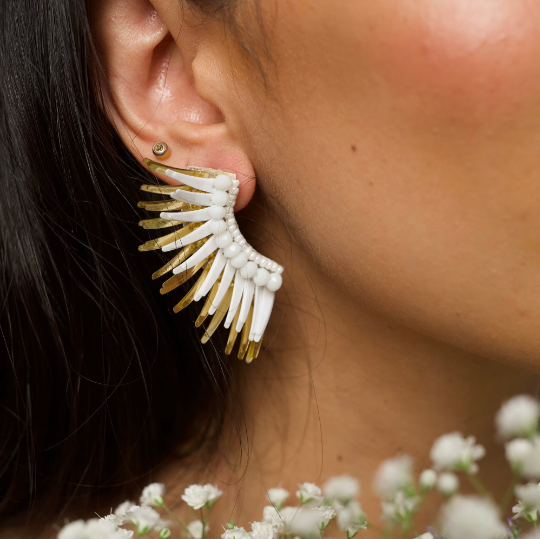 White Gold Angel Wing Earrings