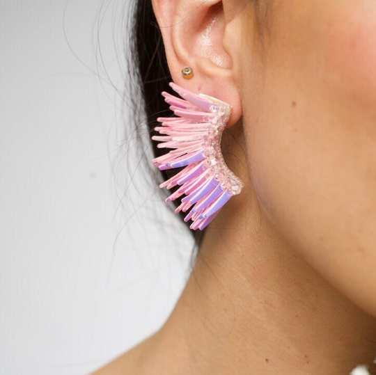 Iridescent Pink Wing Earrings